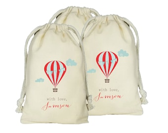 Hot Air Balloon Party Favor Bags, Custom Favors, Up Up and Away Balloon Party Bags, Set of 10 Personalized Favor Bags, Hot Air Balloon Theme