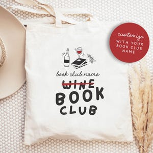 Book Club Tote, Wine Lover Gift Bag, Bookish Tote, Custom Reading Club Tote, Personalized Booktovert Gift, Booktok Tote, Wine and Book Club image 1
