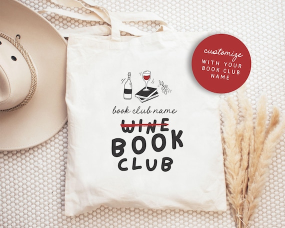 Book Club Tote, Wine Lover Gift Bag, Bookish Tote, Custom Reading Club Tote, Personalized Booktovert Gift, Booktok Tote, Wine and Book Club