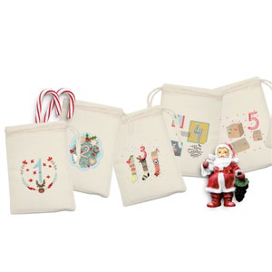 Christmas Kids Advent Calendar Bag Kit, Countdown to Christmas Advent Bags, Christmas Tradition Calendar, Days Until Christmas Calendar Kit