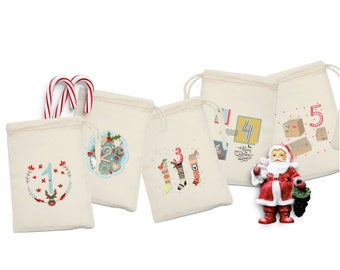 Christmas Kids Advent Calendar Bag Kit, Countdown to Christmas Advent Bags, Christmas Tradition Calendar, Days Until Christmas Calendar Kit