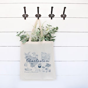 Charleston Tote Bag, Charleston Theme Bachelorette Tote, Custom South Carolina Tote, Charleston Wedding Favor Bags, Charleston Bach Bags