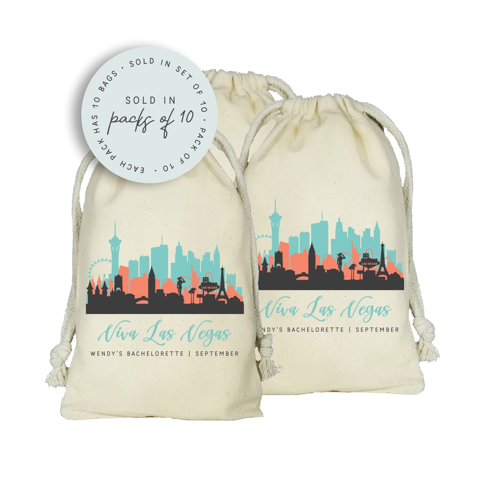 Viva Las Vegas Favor Bags Set of 10 Custom Vegas Favor Bags Etsy