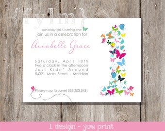 Butterfly Party Printable Invitations - I design - YOU PRINT - Butterfly party