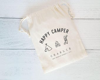 Happy Camper Party Favor Bags, Custom Camping Favors, Personalized Camp Theme Party Bags, Outdoor, Camp Party, Smores, Mountains, Wilderness