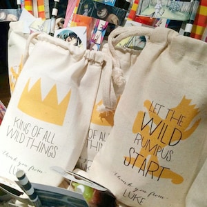 WILD Monster Things, Personalized Wild Favor Bags, Custom Wild Child Rumpus Theme Party, King of Wild Things Theme Favor Bags, Wild One Bags