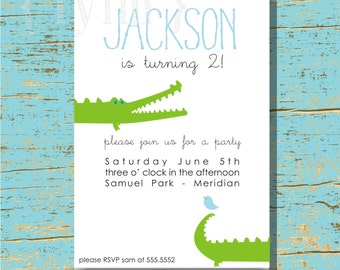 Crocodile - Alligator -Printable Party Invitations - I design - YOU PRINT