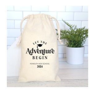 Graduation Modern Thank You Bags, Let the Adventure Begin Grad Bags, Personalized Favor Bags, Class of 2024 Graduation Gift Ideas
