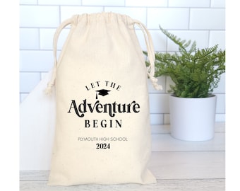 Graduation Modern Thank You Bags, Let the Adventure Begin Grad Bags, Set of 10 Personalized Favor Bags, Class of 2024 Gradution Gift Ideas
