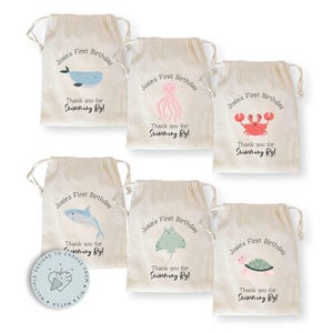 Ocean Theme Party Favor Bags. Under the Sea Custom Favors, Personalized Favor Bags, Birthday, Ocean Thank You Bags, Turtle Bag, Shark Bag