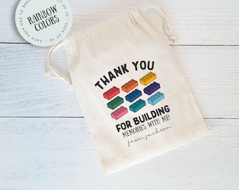 Brick or Blocks Party Favor Bags, Thanks For Building Memories Block Party, Set of 10 Personalized Favor Bags, Building Brick Birthday Party