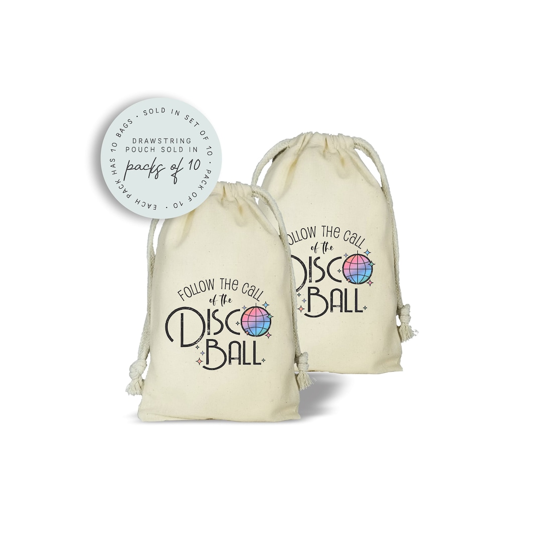 Disco Ball Favor Bags, Set of 10 Personalized Disco Bags, Follow the
