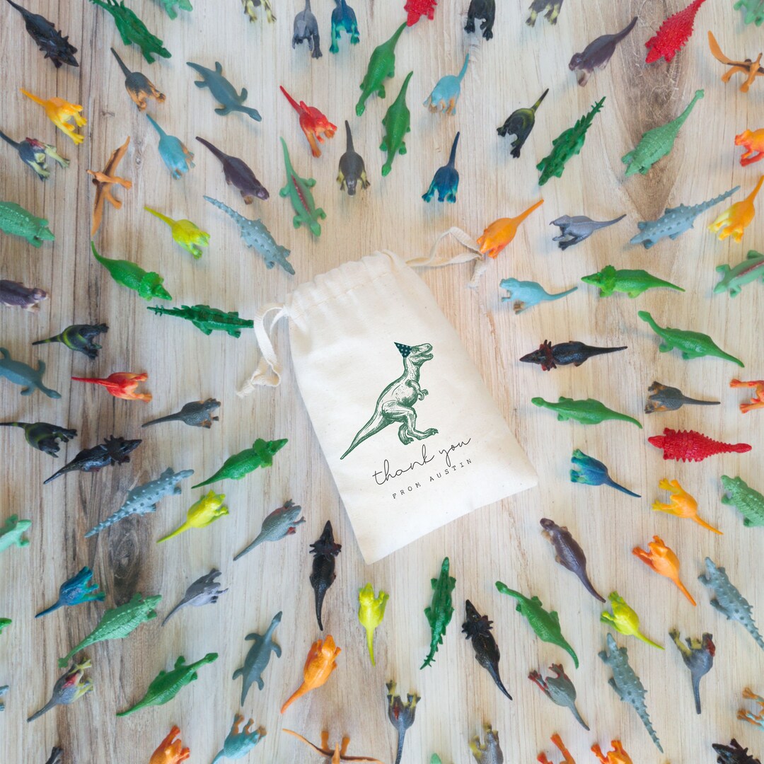 Dinosaur Party Favor Bags, Custom Dino Bags, Set of 10 Personalized