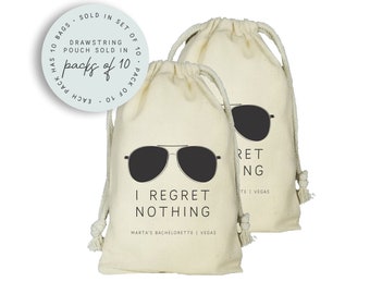 I Regret Nothing Favor Bags, No Regrets, Set of 10 Sunglasses Favor Bags, Personalized Bachelorette Favors, 40th Birthday, 30th Birthday