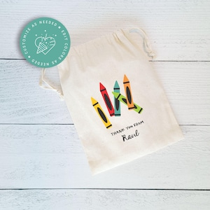 Art Party, Crayon Art Party Theme, Kindergarten Art Party, Personalized Favor Bags, Toddler Party, Art Theme Party, Color Party Bags