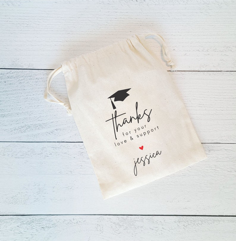 Graduation Thank You Favor Bags, Personalized 2024 Graduation Favors, Set of 10 Graduation Bags, Class of 2024, Modern Graduation Thank You image 2