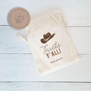 Western Birthday Party Favor Bags, Rodeo Favors, Personalized First Rodeo Favor Bags, Thanks Y&#39;all, Thanks Partner Bag, Cowboy Hat Favors