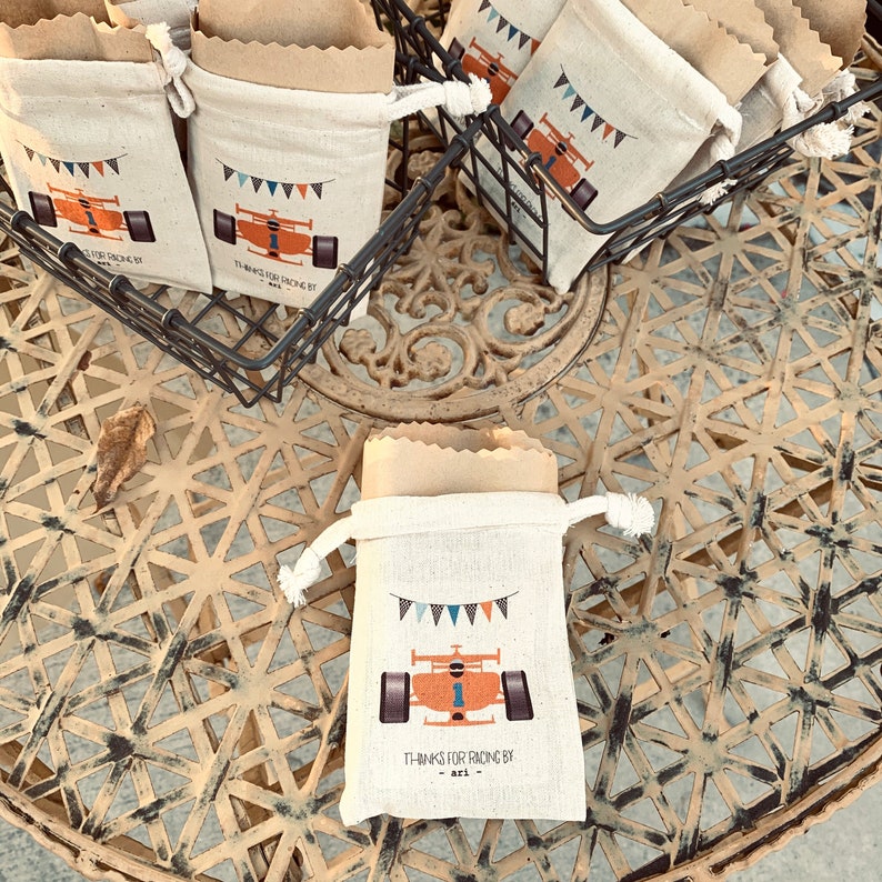RACECAR  Personalized Favor Bags  Set of 10  Birthday  image 3