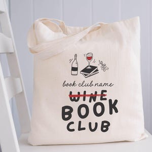 Book Club Tote, Wine Lover Gift Bag, Bookish Tote, Custom Reading Club Tote, Personalized Booktovert Gift, Booktok Tote, Wine and Book Club image 3