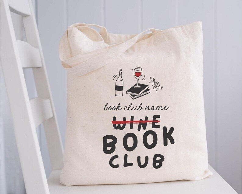 Book Club Tote, Wine Lover Gift Bag, Bookish Tote, Custom Reading Club Tote, Personalized Booktovert Gift, Booktok Tote, Wine and Book Club image 3