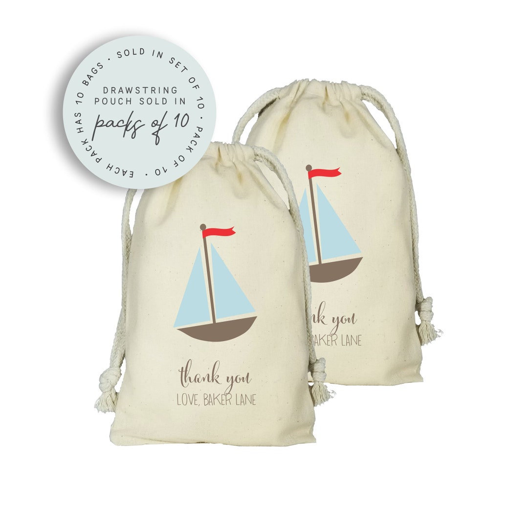 Sailboat Party Favor Bags Set of 10 Personalized Favor Bags Etsy