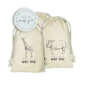 Wild Animal Party Bags, Party Animal Favors, Set of 10 Bags, Wild One, Two Wild, Wild And Free, Safari Party, Zoo Party, Elephant, Giraffe