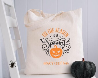Tis the Season to Be Spooky, Halloween Trick or Treat Bag, First Halloween Bag, Cute Halloween Trick or Treat, Trick or Treat Tote, Custom