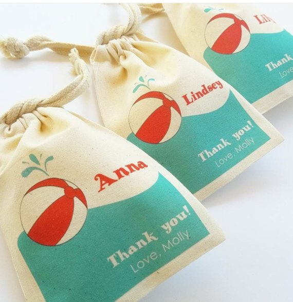 POOL Party Personalized Favor Bags Set of 10 Birthday Etsy