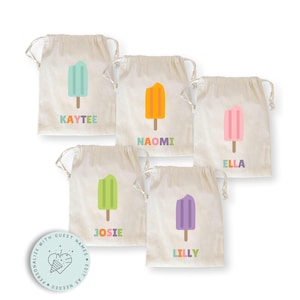 Popsicle Party Favor Bags, Personalized Summer Birthday Party Theme Bags, Icecream and Popsicle Truck Theme, Pool Party Favor Bags, Custom