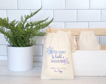 Do You Want To Build a Snowman Favor Bags, Snowflake Favor Bags, Winter Theme Personalized Favor Bags, Princess Elsa, Frozen Party Theme Bag