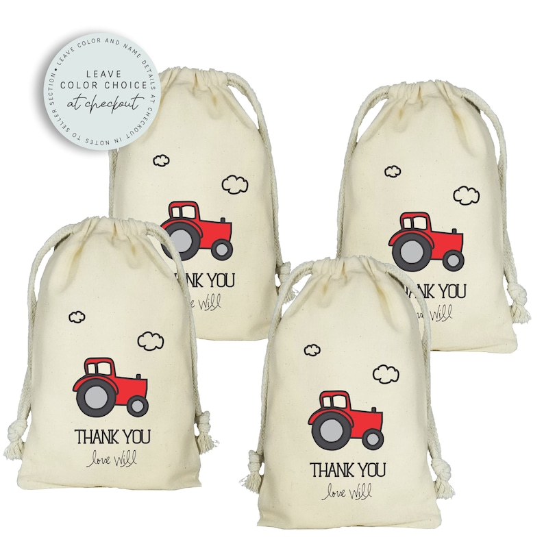 Tractor Favor Bags, Farm Party, Tractor Personalized Favor Bags, Set of 10 Bags, Tractor Party Theme, Farm Party, Cowboy, Country Kid Party image 3