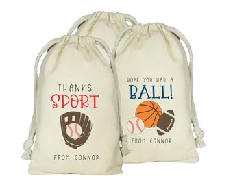 Sports Party Favor Bags, Set of 10 Personalized basketball bags, Custom baseball favors, Football Favor Bags, Sports Birthday, Allstar gift