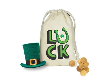 Modern St Patrick's Day Party Favor Bags, LUCK Personalized Favor Bags, Set of 10 St. Patrick's Day Party Favor Bags, Luck Favor Bags