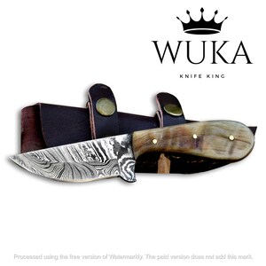 Individuelles handgemachtes Kürschnermesser - Damaszener Jagdmesser -Ideal für Survival, Camping, und das Häuten. Geschenk zum Jubiläum, zum Muttertag