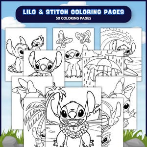 Lilo & Stitch Coloring Pages, STITCH and LILO Adventures, Coloring Pages for Kids, Mindful Activity for kids, Digital Pdf Download