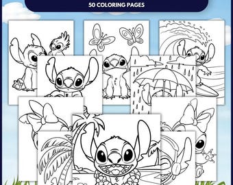 Coloriages Lilo & Stitch, activité pour enfants (téléchargement PDF numérique)