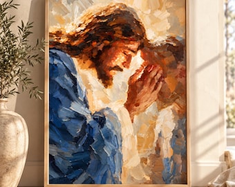 Jesus Healing the Blind Man Wall Art | Textured Christian Painting | Biblical Miracle Printable | Faith Inspired Decor