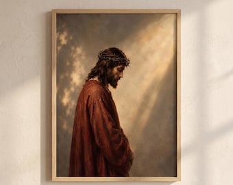Jesus Crown of Thorns Wall Art | King of Kings Christian Print | Catholic Holy Week Decor | Digital Download