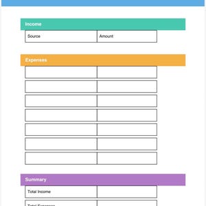 Budget One Page Examples Monthly Budget Planner Printable | One Page Budget Sheet | Expense ...
