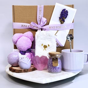 Luxury Lavender Gift Box | Gift For Mom | Birthday Gift | Relaxation Spa Gift | Self Care Box | Candle Gift Set | Thank You Gift For Women