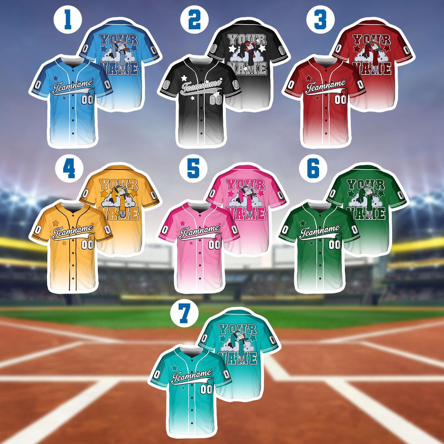 Discover Custom Cool Cartoon Cloud Baseball Jersey, Personalized Jersey With Team Name and Number
