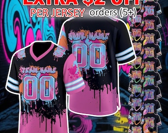 Custom Graffiti Drip Football Jersey, Personalized Team Shirt