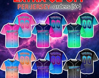 Custom Neon Galaxy Gradient Baseball Jersey Cosmic Look, Personalized Giant Jersey for Team Building