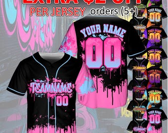 Graffiti Color Splash Streetwear Custom Personalized Giant Baseball Jersey style for Team Matching outfits