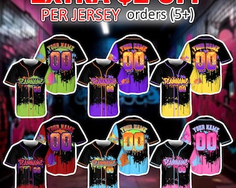 Custom Graffiti Drip Baseball Jersey: Personalized Spray Paint Shirt, Neon Team Uniform, Softball Jersey
