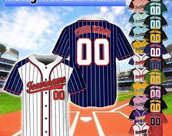 Custom Pinstripe Baseball Jersey, Embroidered Team Name, Personalized Gift