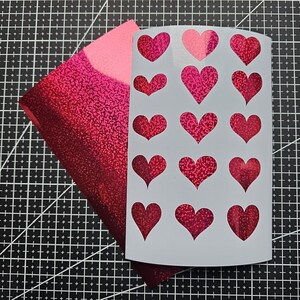 Fuchsia Holographic Heart Stickers – Choose 1 of 15 Shapes, Custom Sizes 1cm–7cm, Glossy Vinyl Decals for Planners, Scrapbooks