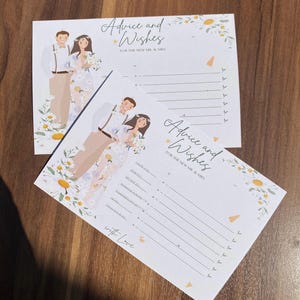 Minimalist Wedding Advice and Wishes Cards –wedding activity Printable Bridal Shower Game – Mr and Mrs Advice Card – Floral Guest Card