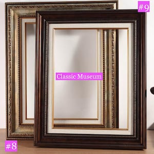 May include: Two rectangular picture frames. One frame is dark brown with a cream-colored inner border. The other frame is gold with a cream-colored inner border. The text "Classic Museum" is visible.