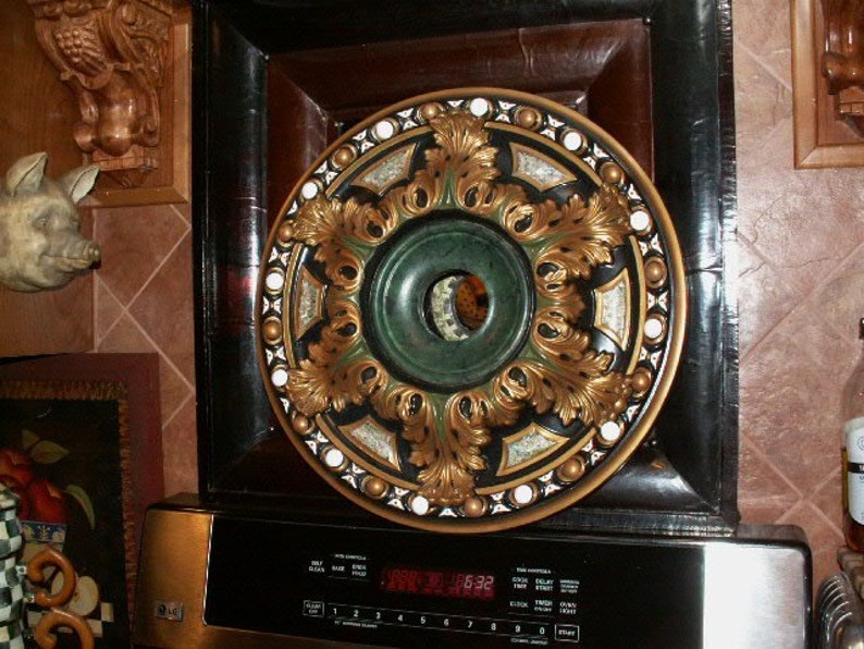 19 Inch Black And Gold Ceiling Medallion Etsy